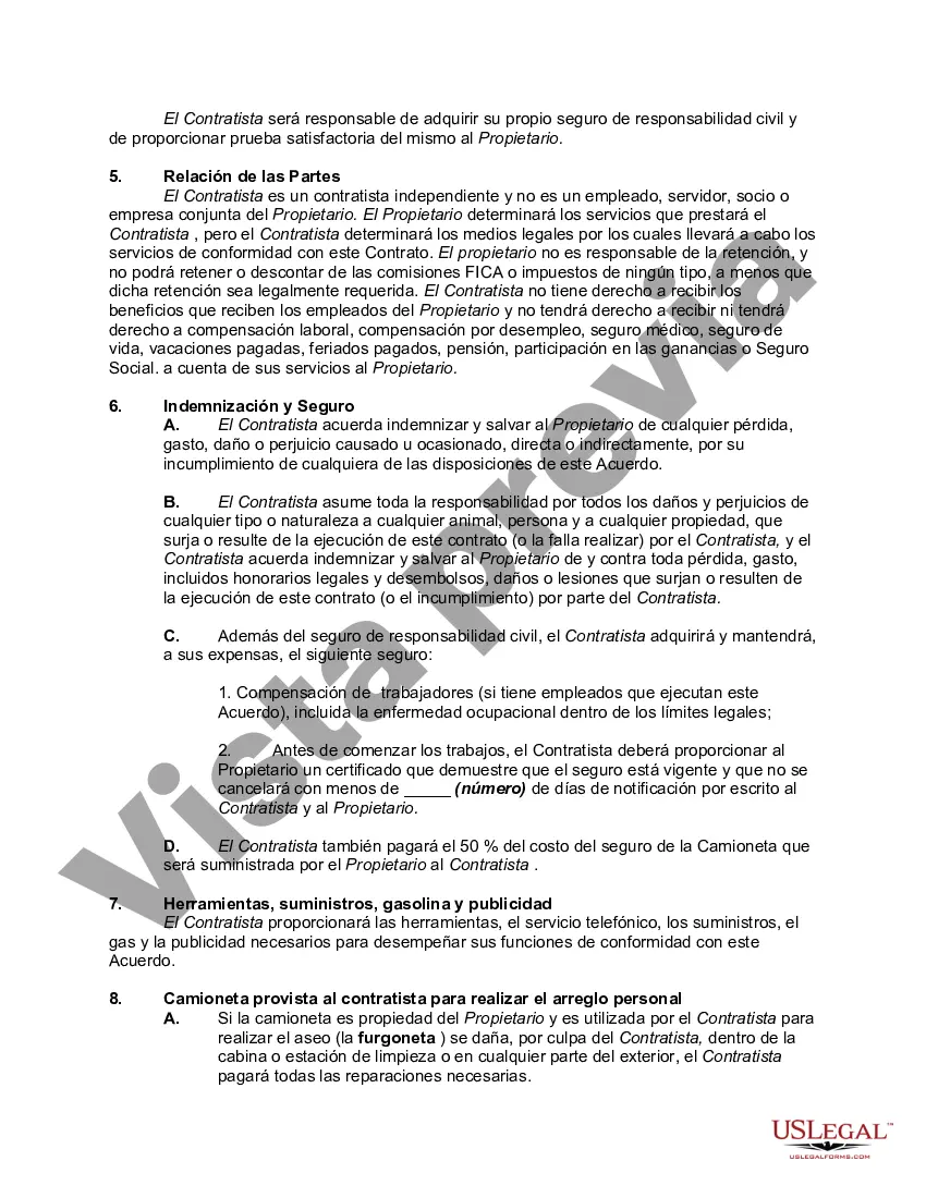 Preview Contrato con contratista independiente para realizar servicios de aseo de mascotas
