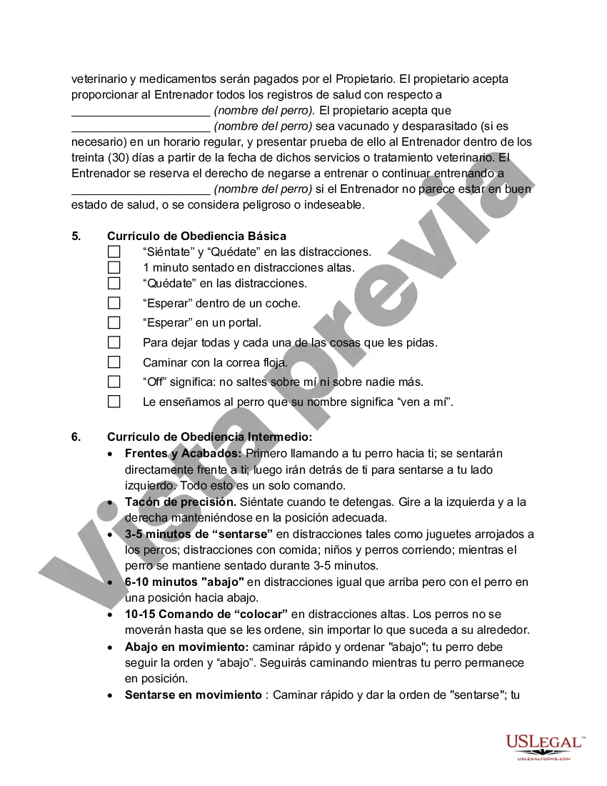 Preview Contrato o Convenio para Entrenar Perro para un Evento o Espectáculo