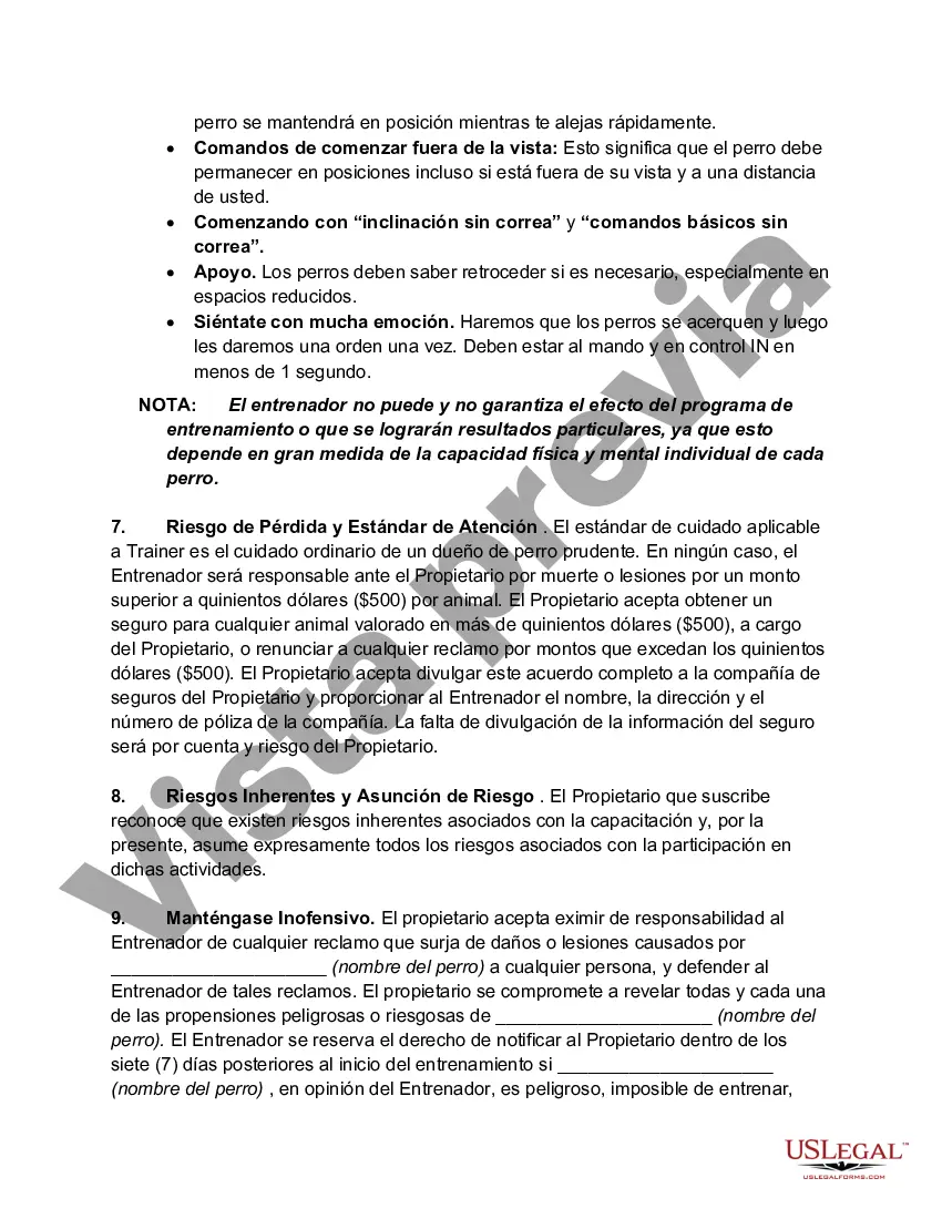 Preview Contrato o Convenio para Entrenar Perro para un Evento o Espectáculo