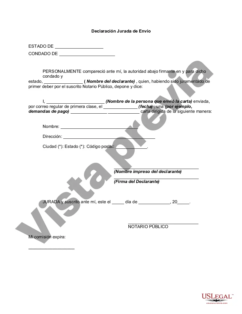 Preview Declaración Jurada de Envío