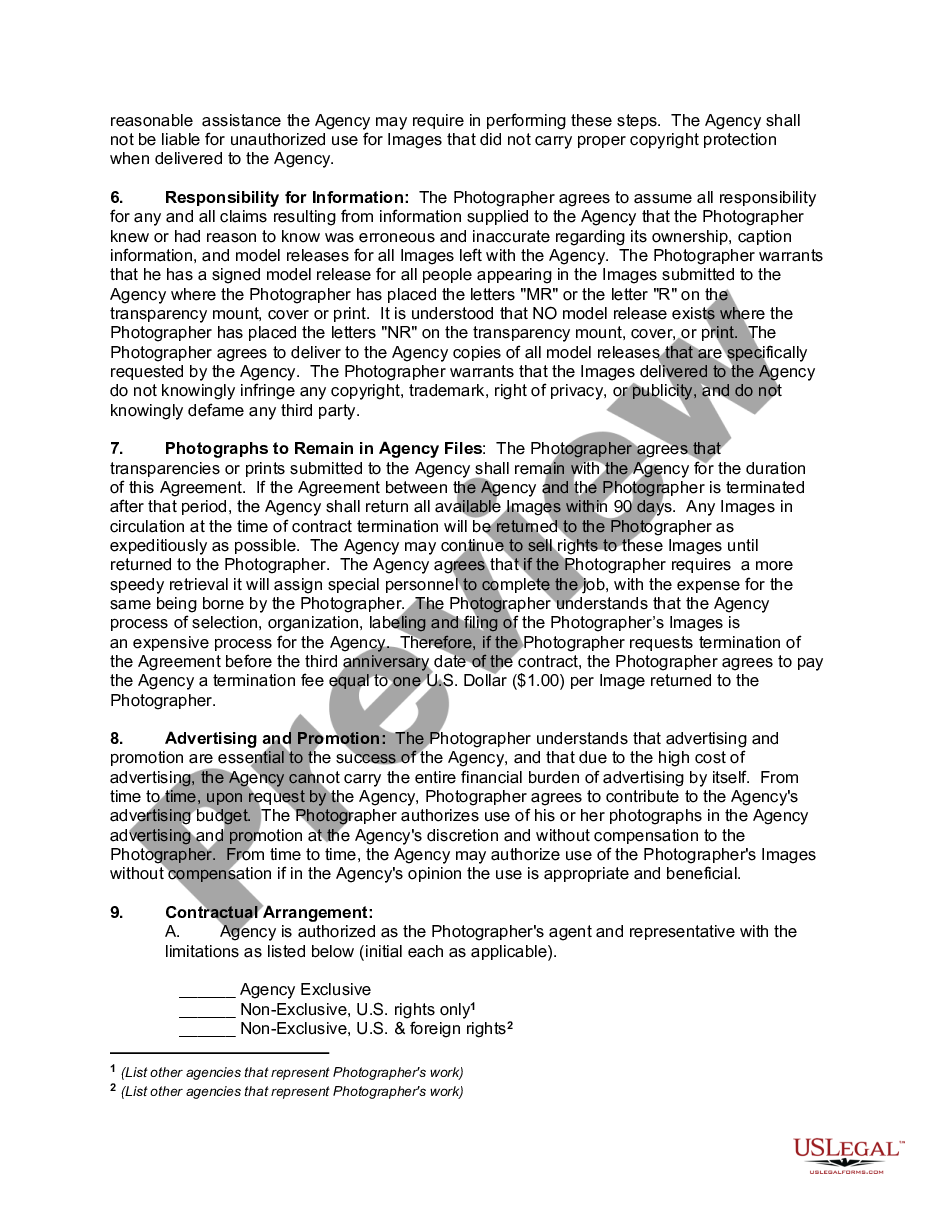 page 1 Contract between Talent Agency and Photographer with Regard to Stock Photographs preview