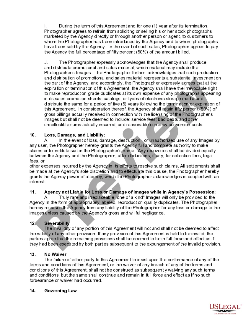 Preview Contract between Talent Agency and Photographer with Regard to Stock Photographs