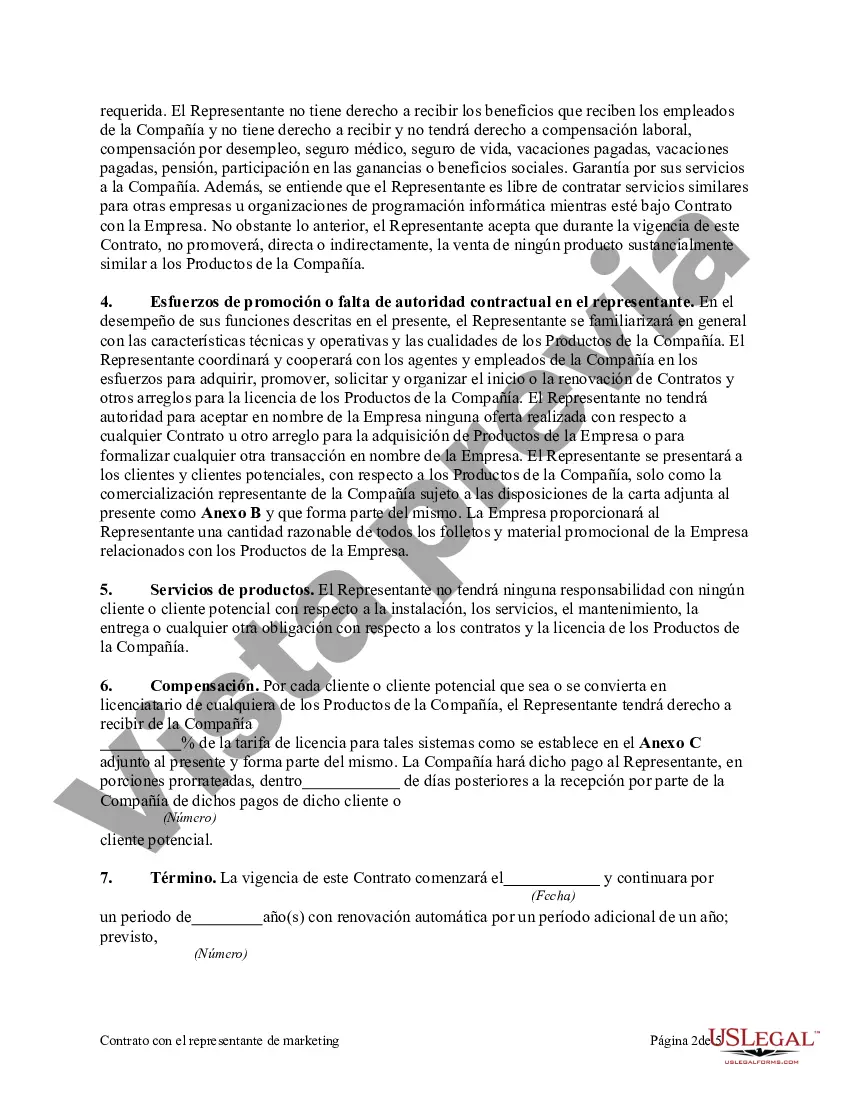 Preview Contrato con representante de marketing