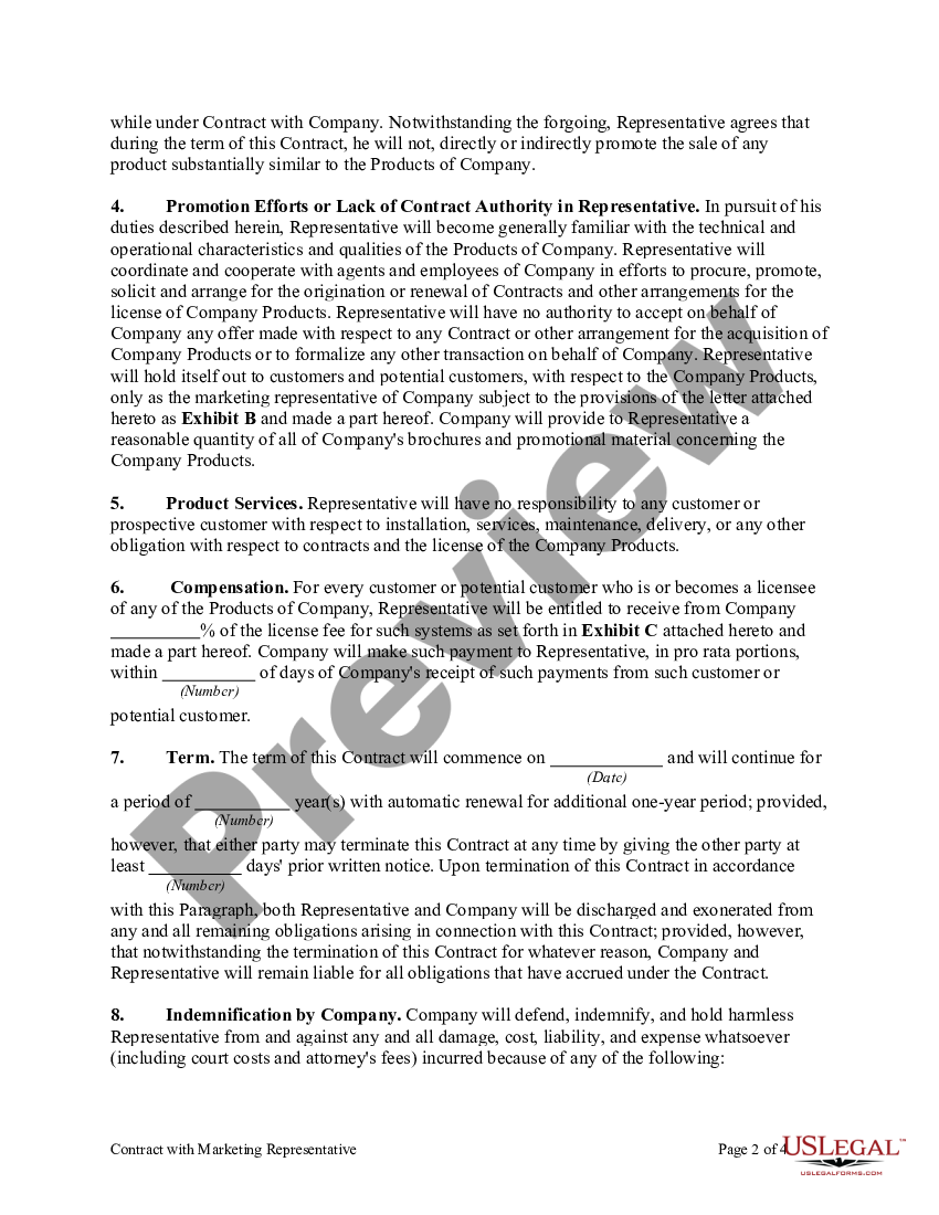 Mississippi Contract With Marketing Representative - Contract Marketing ...