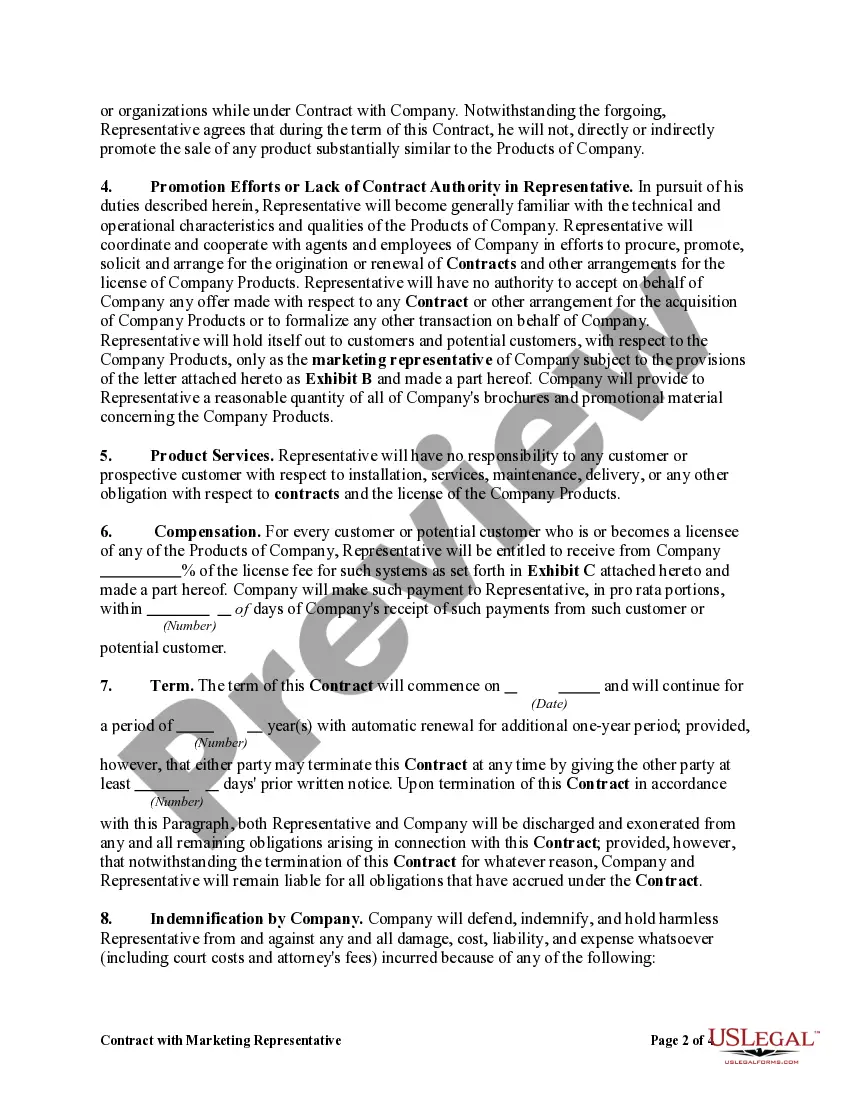 Get Contract with Marketing Representative Preview Contract with Marketing Representative