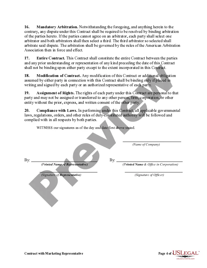 Get Contract with Marketing Representative Preview Contract with Marketing Representative
