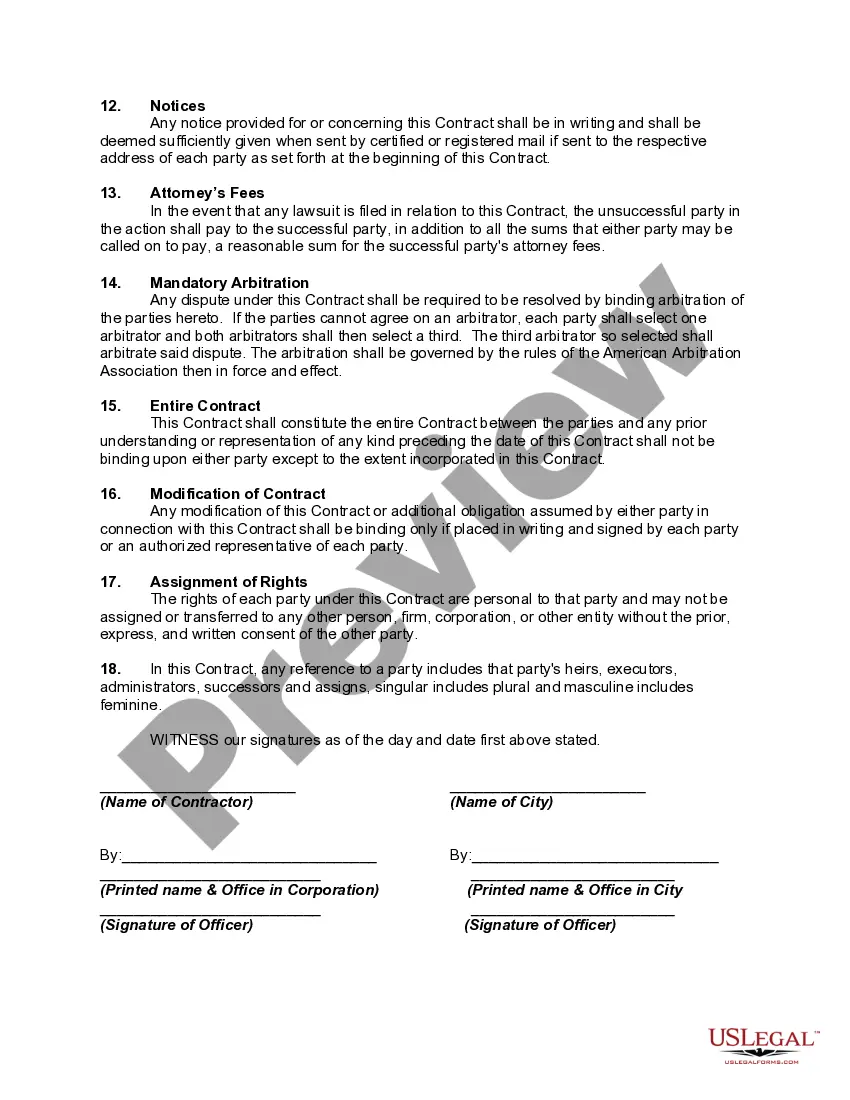 Preview Truck Towing Services Contract with a Municipality