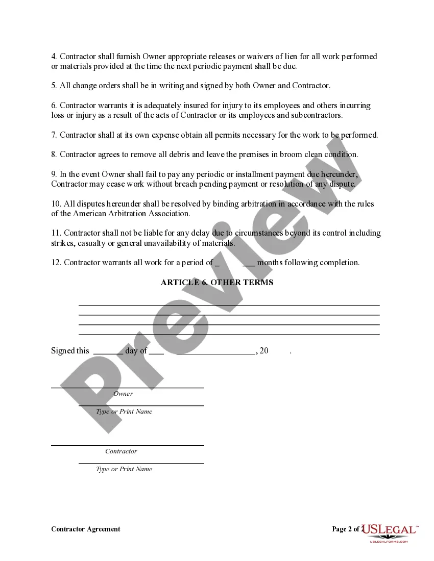 Preview Contractor Agreement
