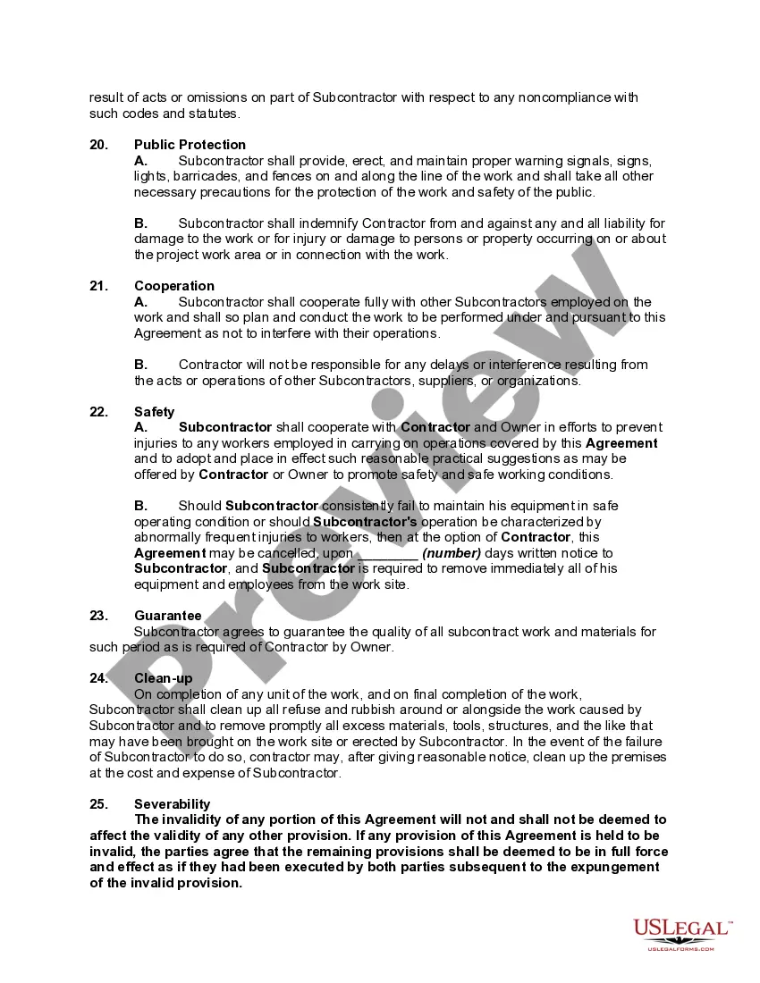 Preview Subcontractor Agreement for Construction