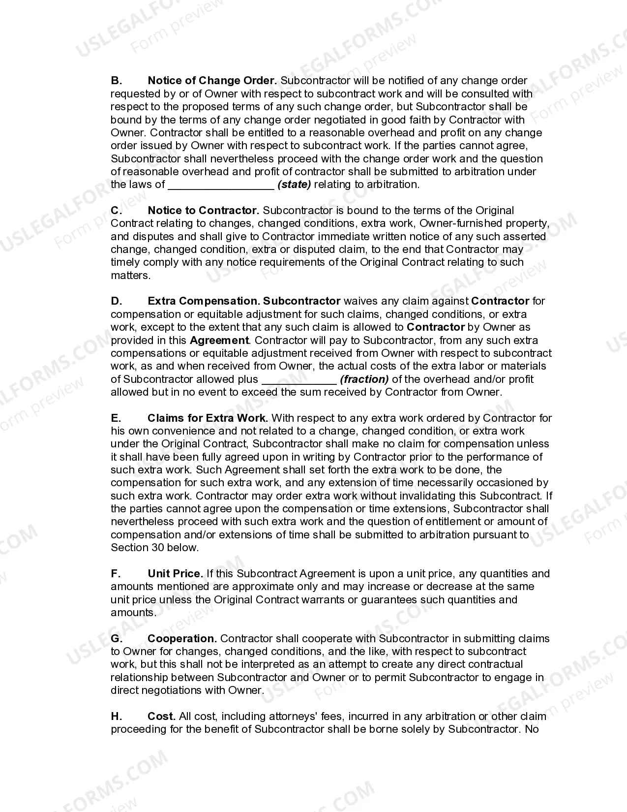 Preview Subcontractor Agreement for Insurance