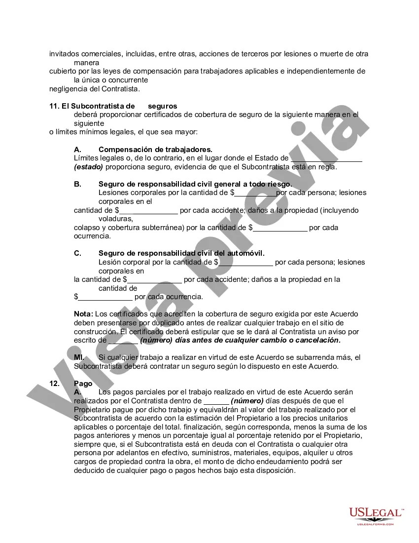Preview Acuerdo de Subcontratista de Servicios Profesionales