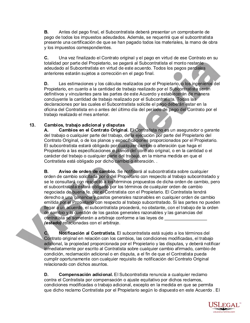 Preview Acuerdo de Subcontratista de Servicios Profesionales