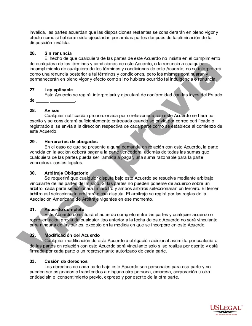 Preview Acuerdo de Subcontratista de Servicios Profesionales
