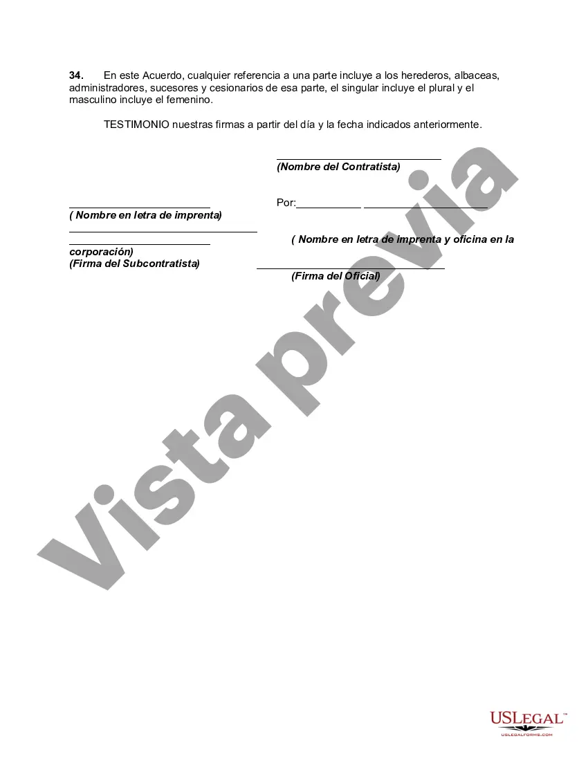 Preview Acuerdo de Subcontratista de Servicios Profesionales