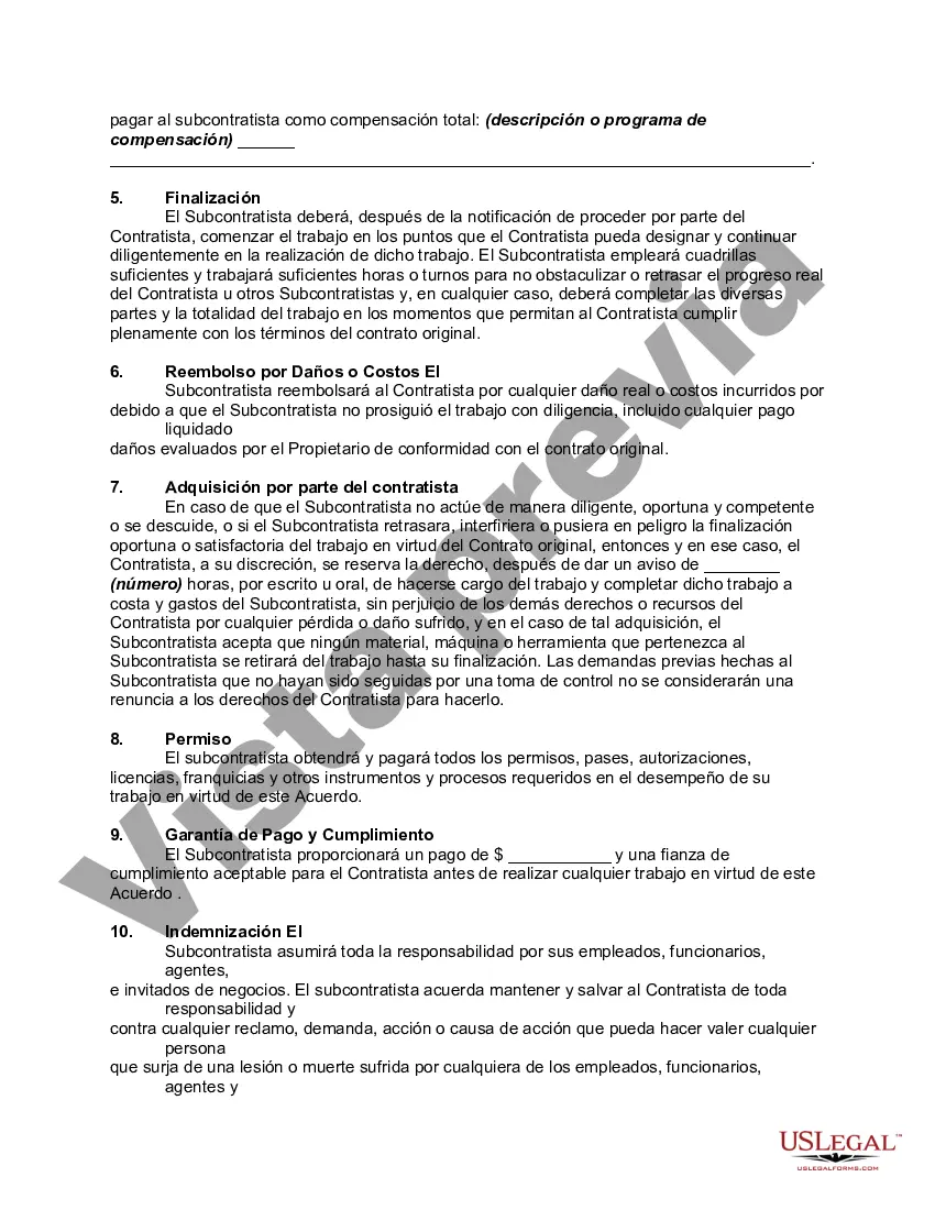 Preview Acuerdo de Subcontratista para Pintura