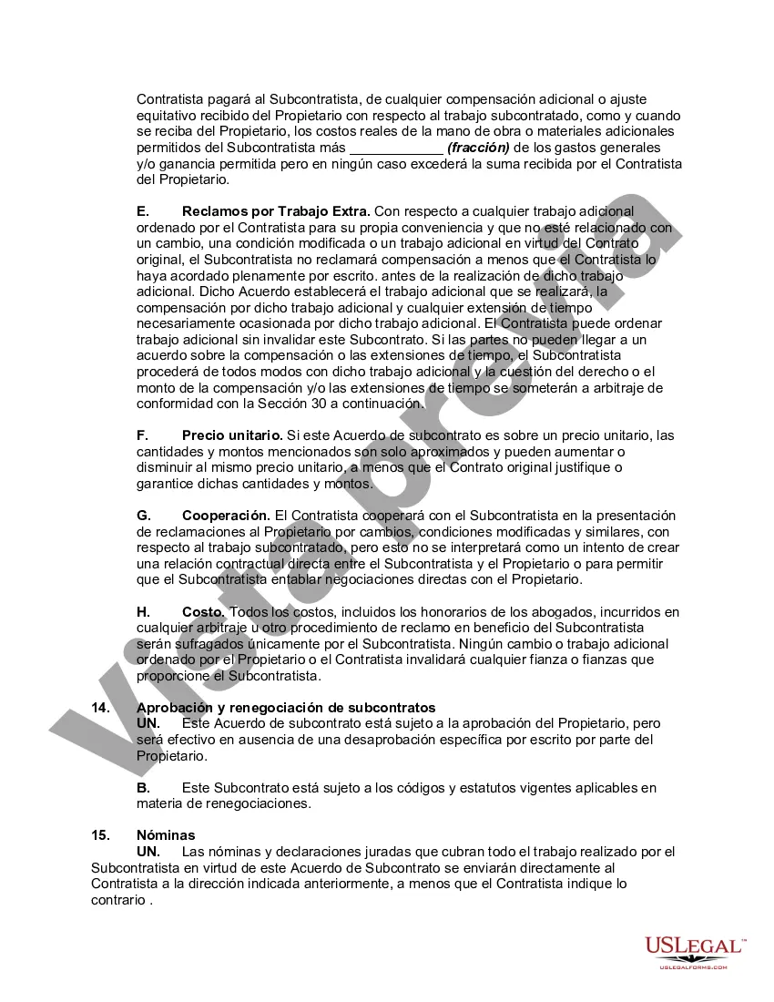 Preview Acuerdo de Subcontratista para Pintura