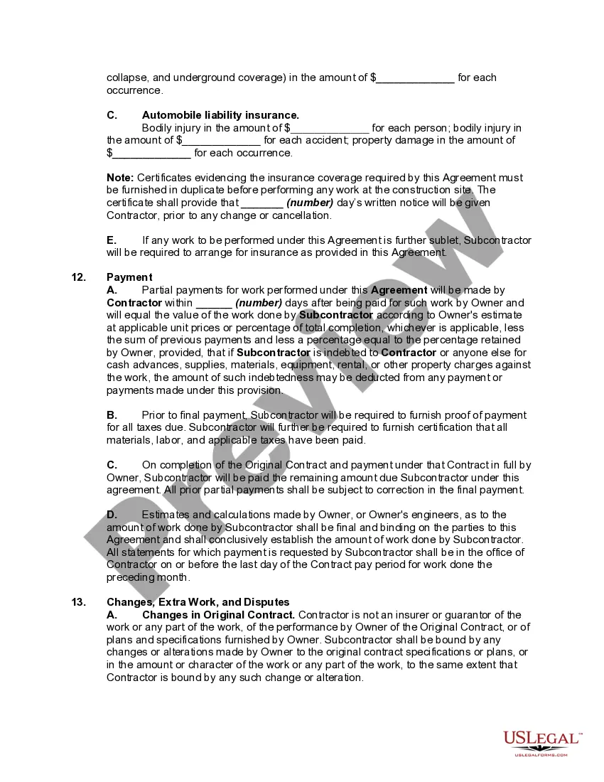 Preview Subcontractor Agreement for Snow Removal