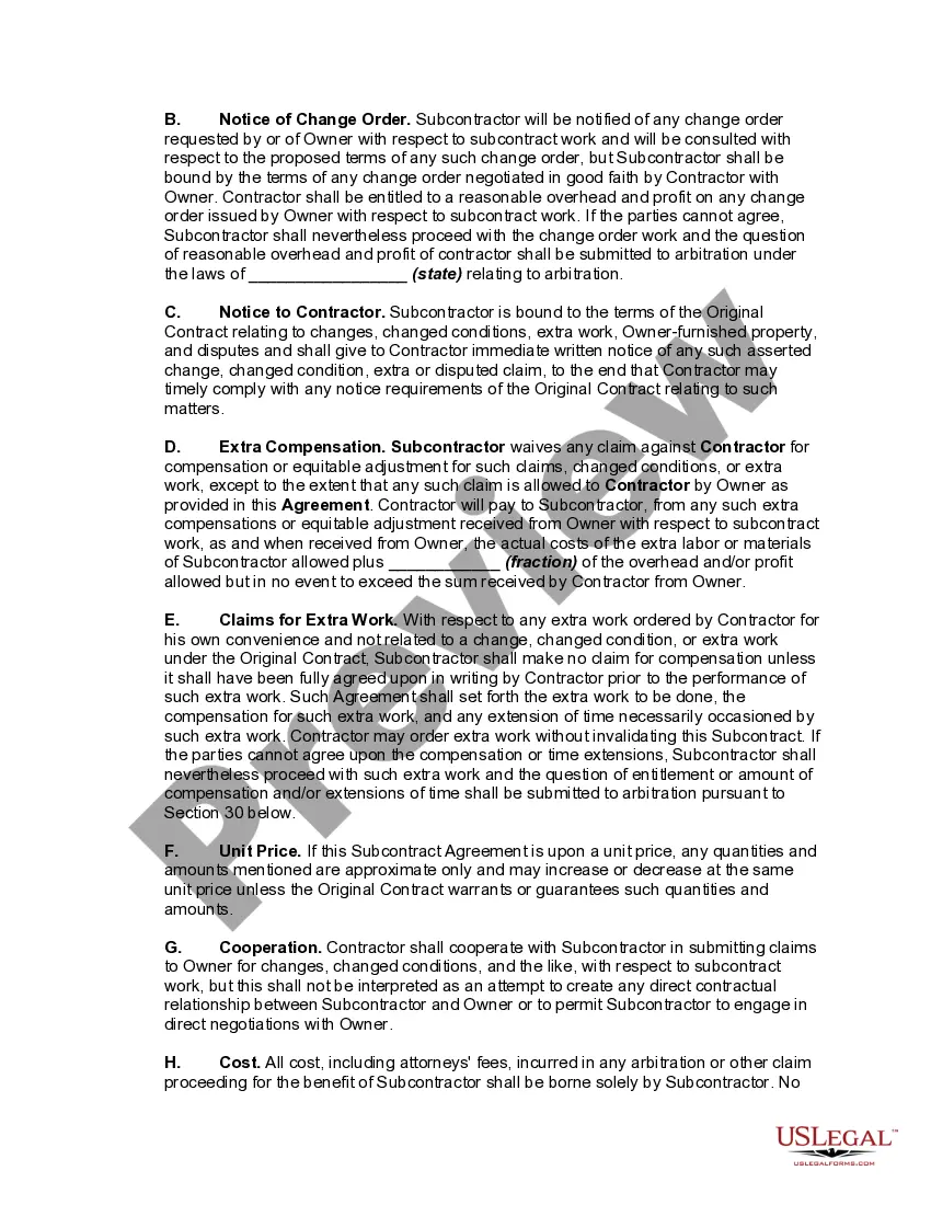 Preview Subcontractor Agreement for Snow Removal