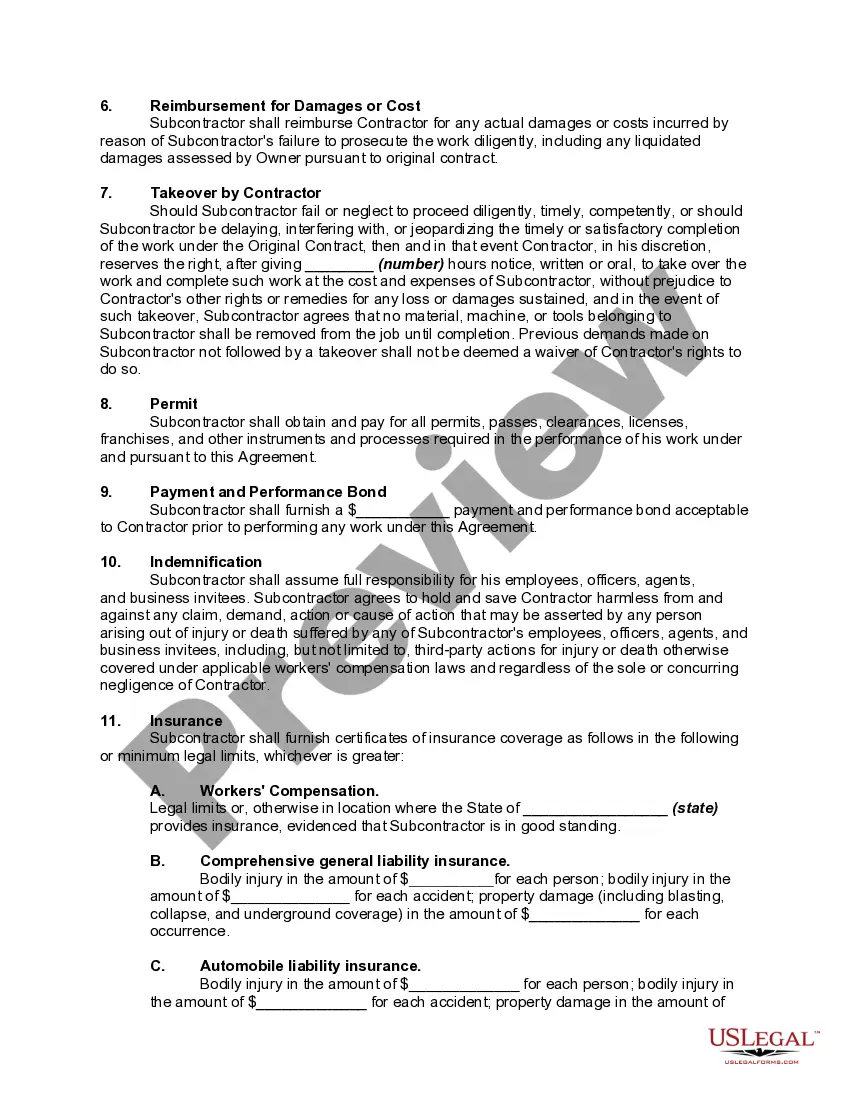 Get Agreement Between Contractor and Subcontractor Preview Agreement Between Contractor and Subcontractor