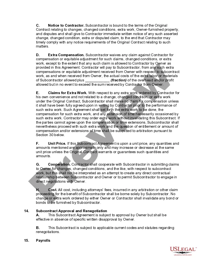 Get Agreement Between Contractor and Subcontractor Preview Agreement Between Contractor and Subcontractor