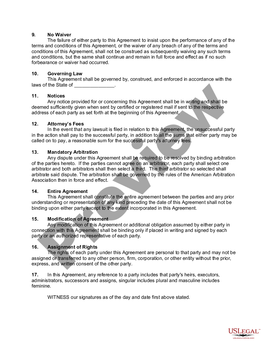 page 2 Agency Agreement between Writer and Literary Agent preview