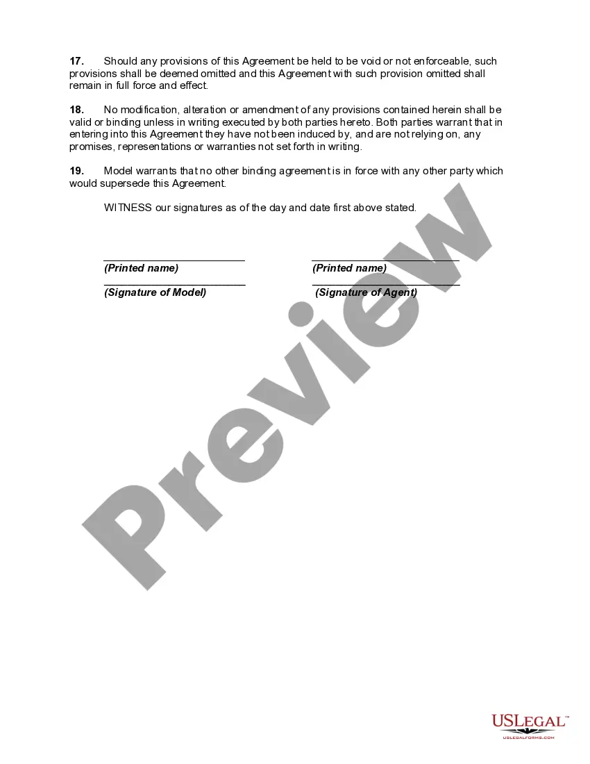 Get Agency Agreement between Model and Agent Preview Agency Agreement between Model and Agent