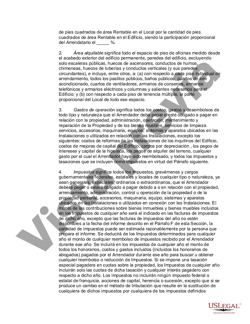 Preview Arrendamiento de espacio de oficina detallado con el arrendatario para pagar la parte prorrateada de los gastos