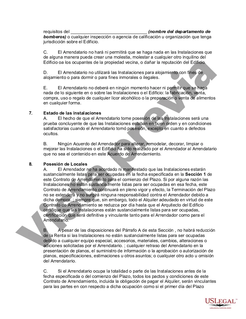 Preview Arrendamiento de espacio de oficina detallado con el arrendatario para pagar la parte prorrateada de los gastos