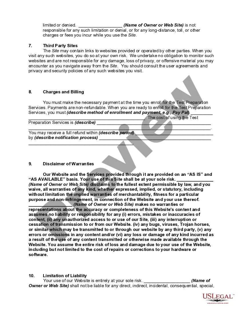Get Privacy Policy and Terms of Use for Web Site which Provides Test Preparation Services for Medical Licensing Exams Preview Privacy Policy and Terms of Use for Web Site which Provides Test Preparation Services for Medical Licensing Exams
