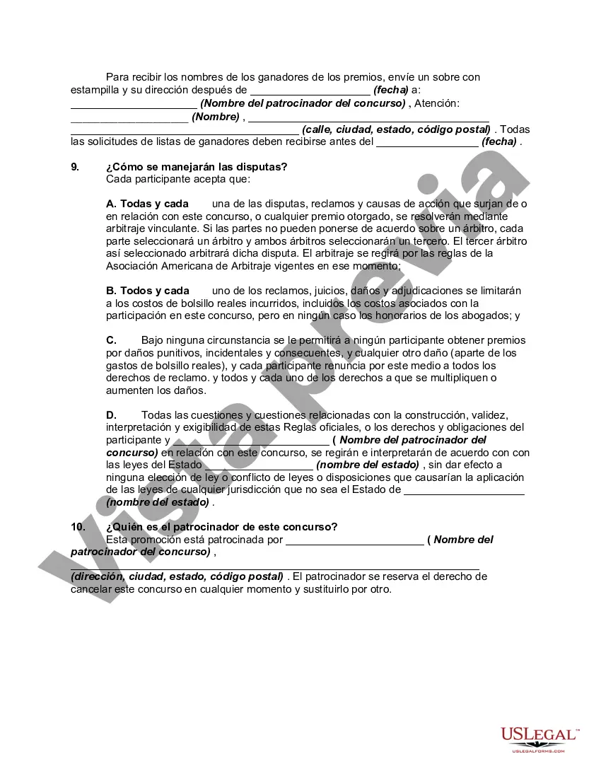 Preview Reglas y Regulaciones de un Concurso en Línea