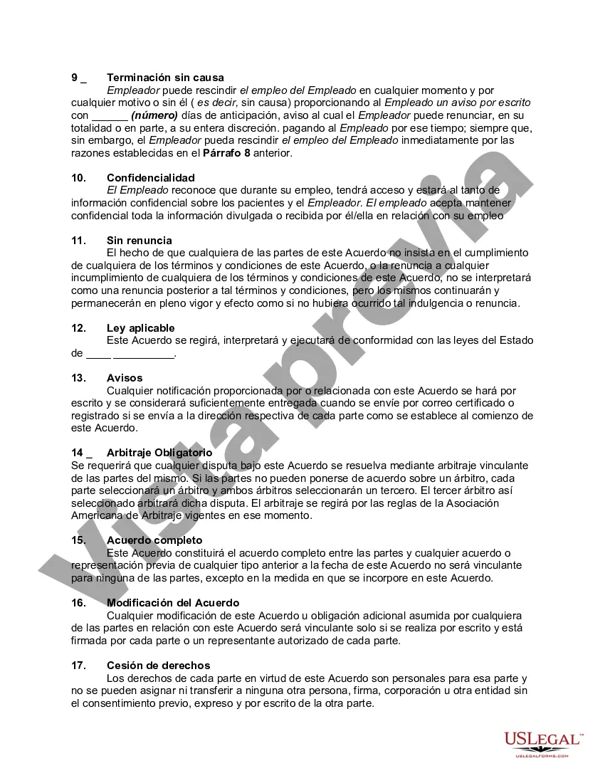 Preview Acuerdo de Empleo de Asistente de Médico