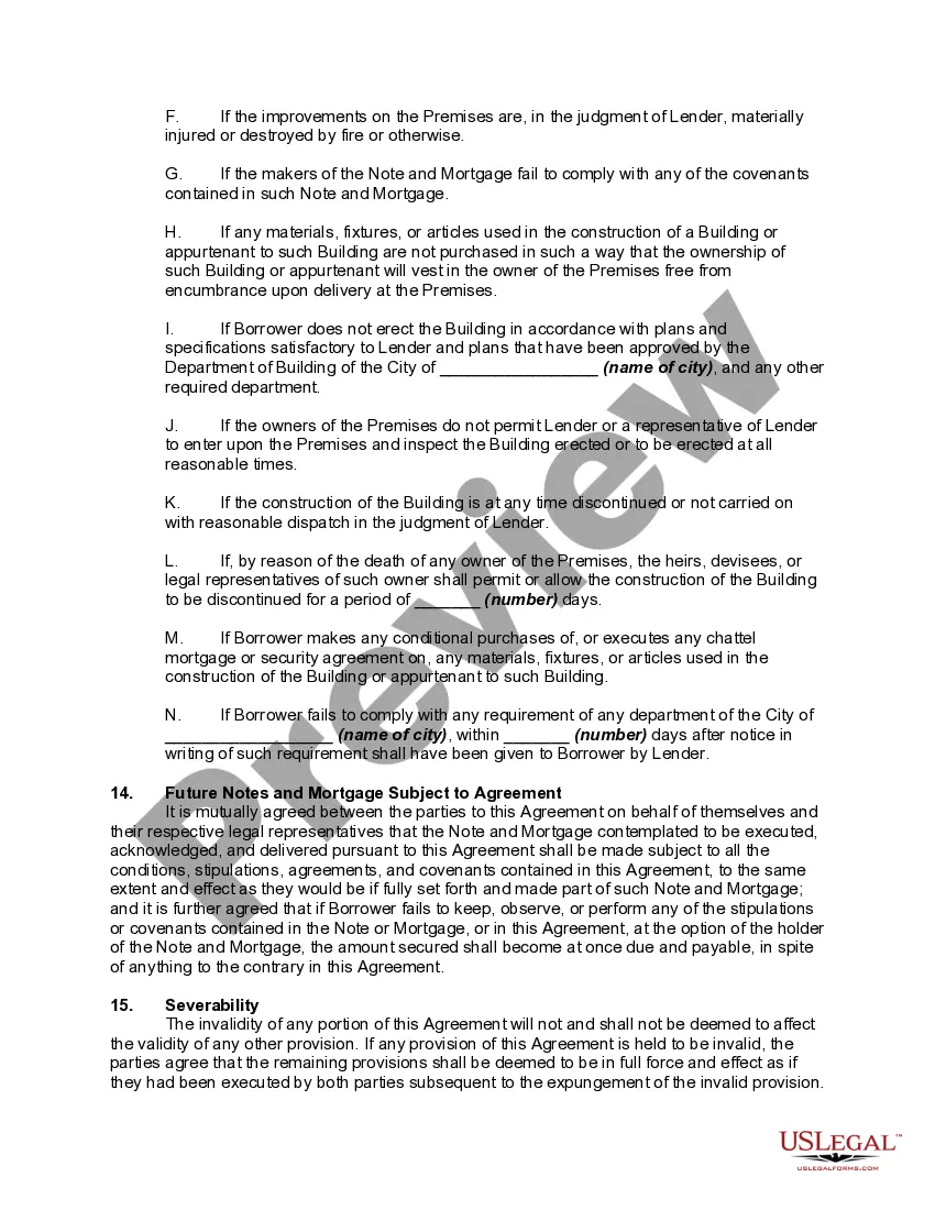 Preview Building Loan Agreement between Lender and Borrower