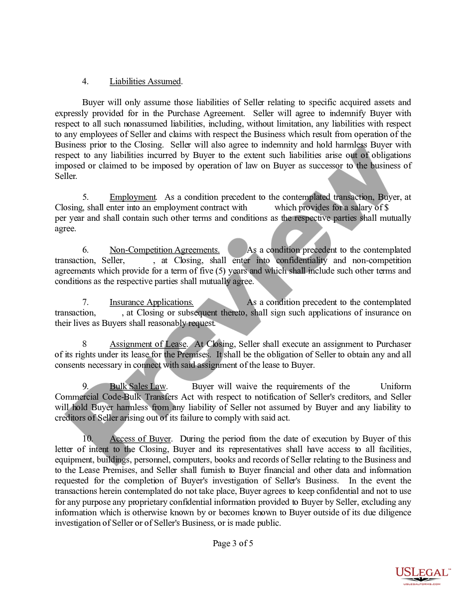 page 2 Sample Letter for Letter of Intent to Purchase Assets preview