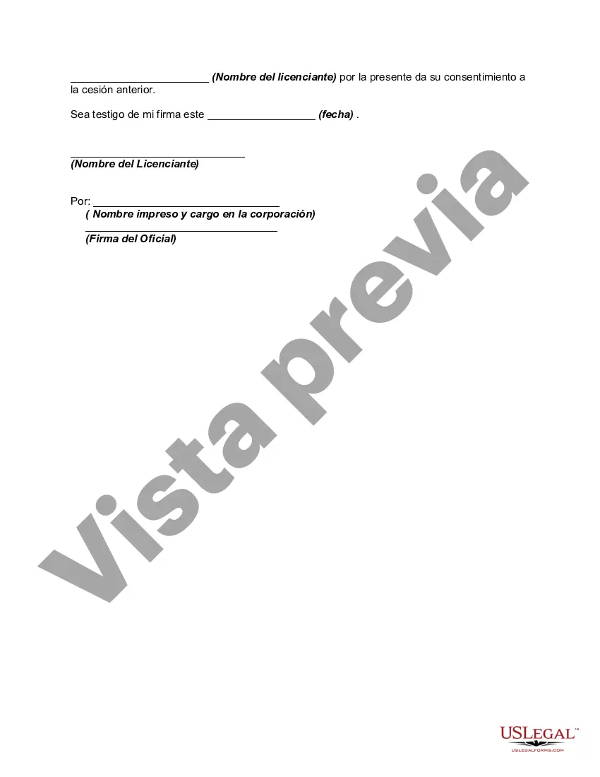 Preview Cesión de derechos en virtud del contrato de licencia por parte del licenciatario