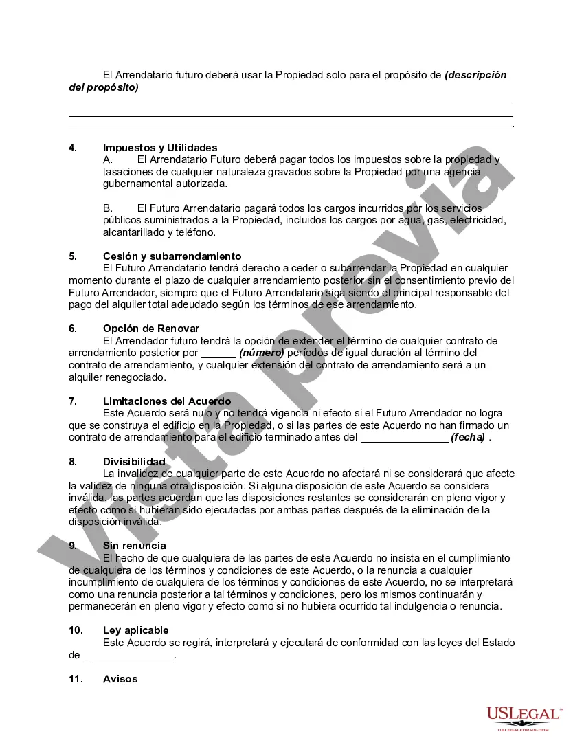 Preview Contrato de Arrendamiento de Propiedad Comercial con Edificio en la Propiedad que Construirá el Arrendador Demolición del Edificio Actual