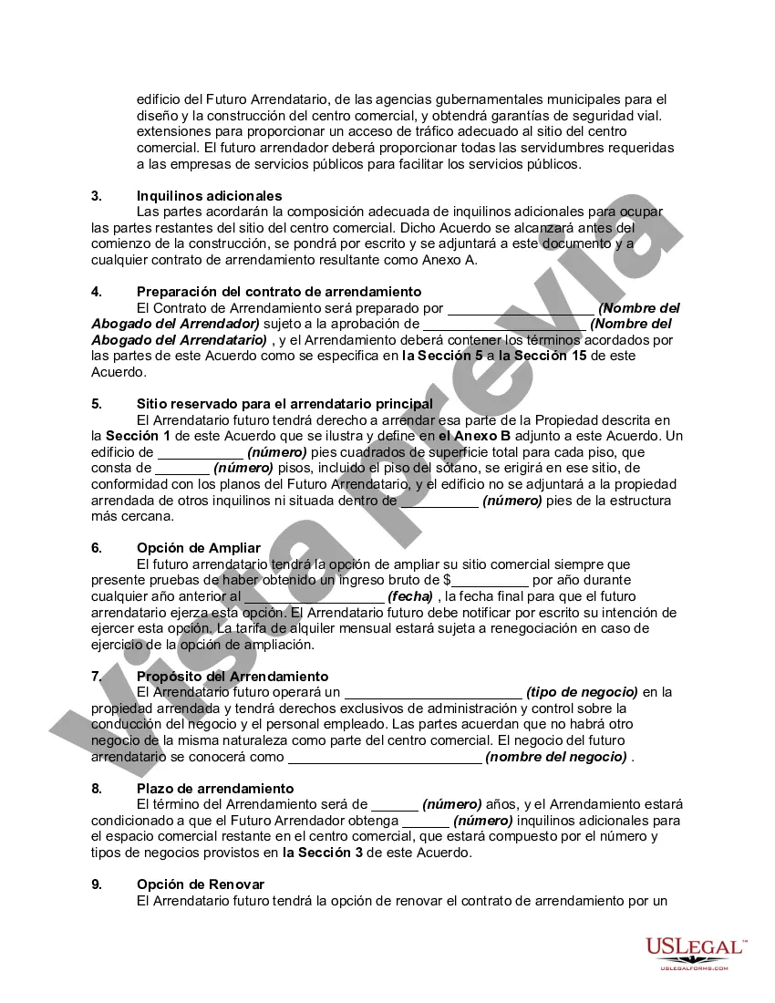 Preview Contrato de Arrendamiento a Inquilino en Futuro Centro Comercial