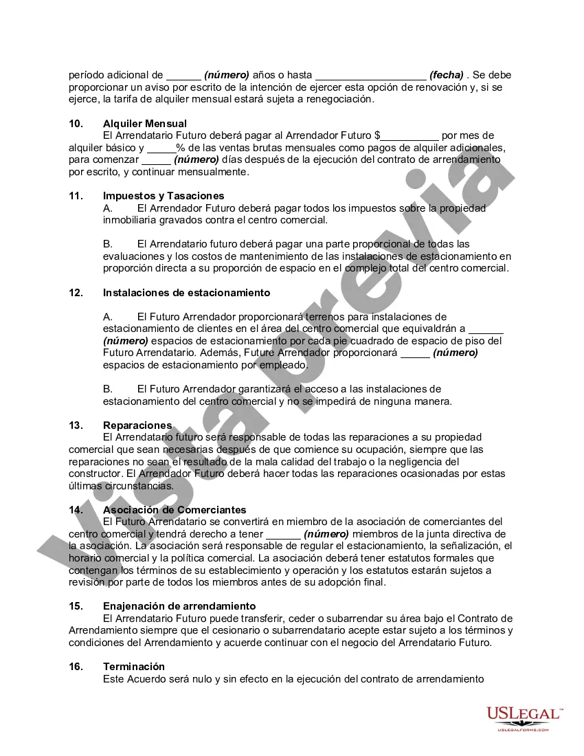 Preview Contrato de Arrendamiento a Inquilino en Futuro Centro Comercial