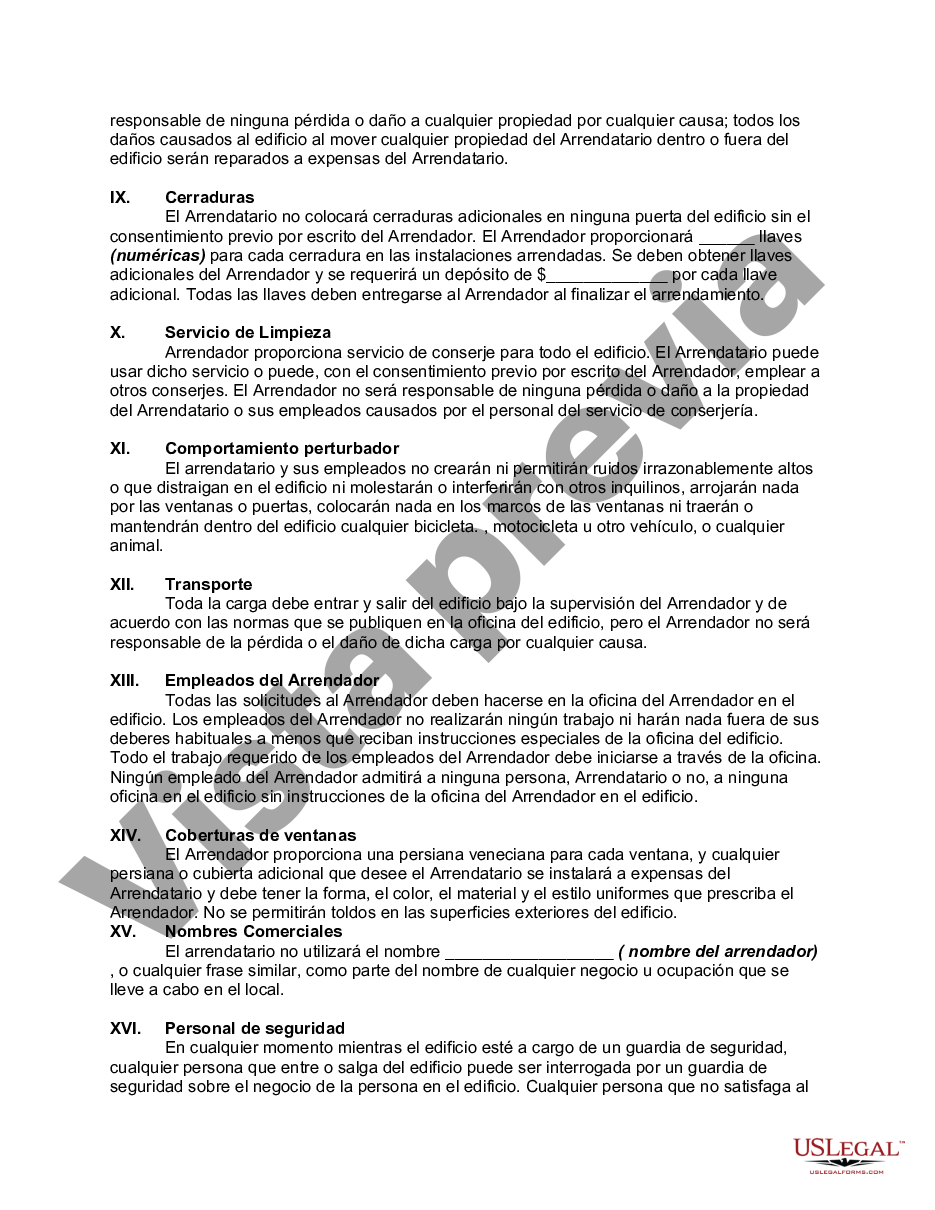 Pima Arizona Normas Y Reglamentos Para Inquilinos De Espacios De Oficina Us Legal Forms 9054