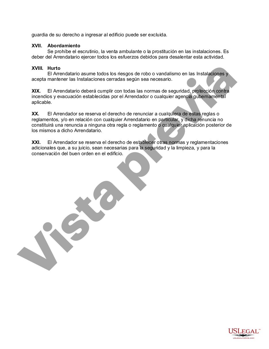 Clark Nevada Normas Y Reglamentos Para Inquilinos De Espacios De Oficina Us Legal Forms 3425