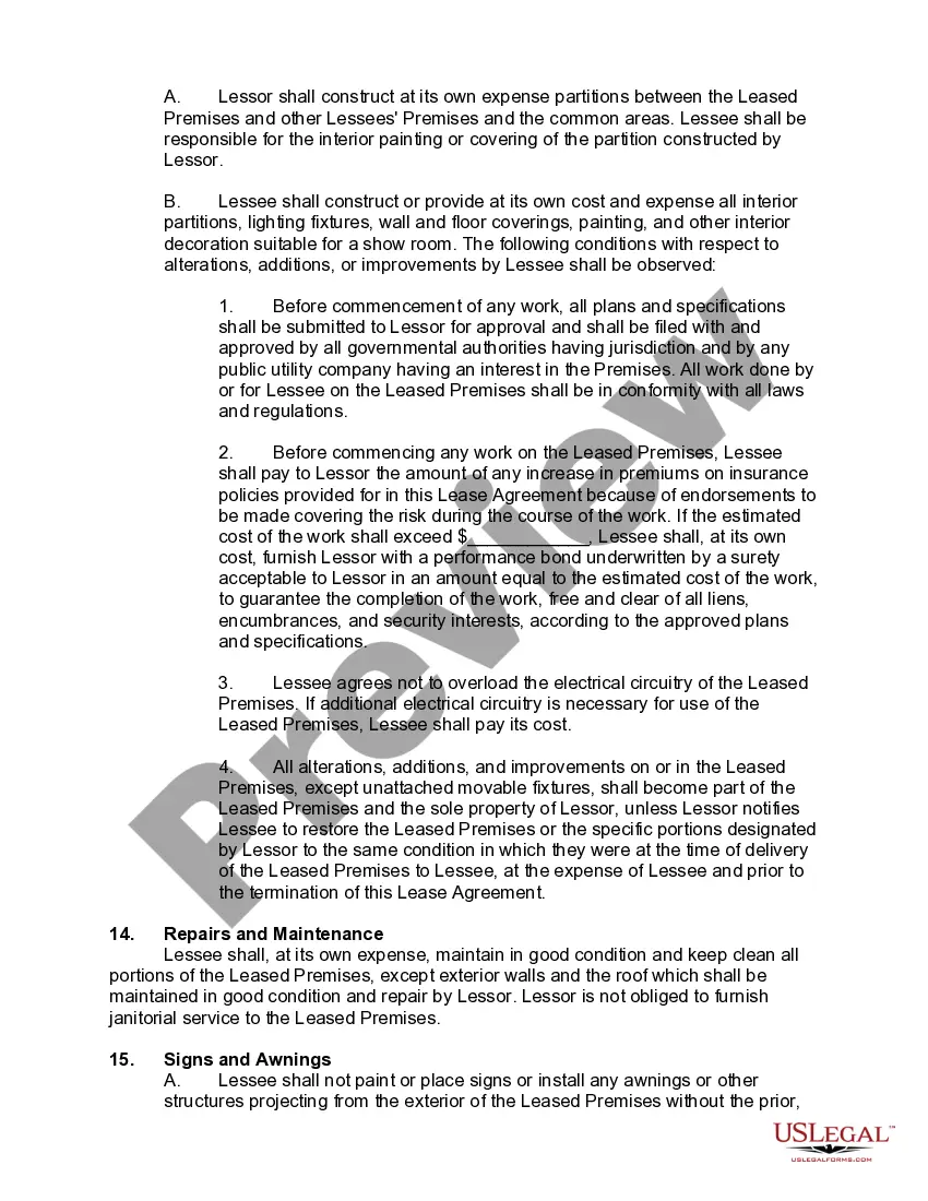 Preview Lease of Showroom