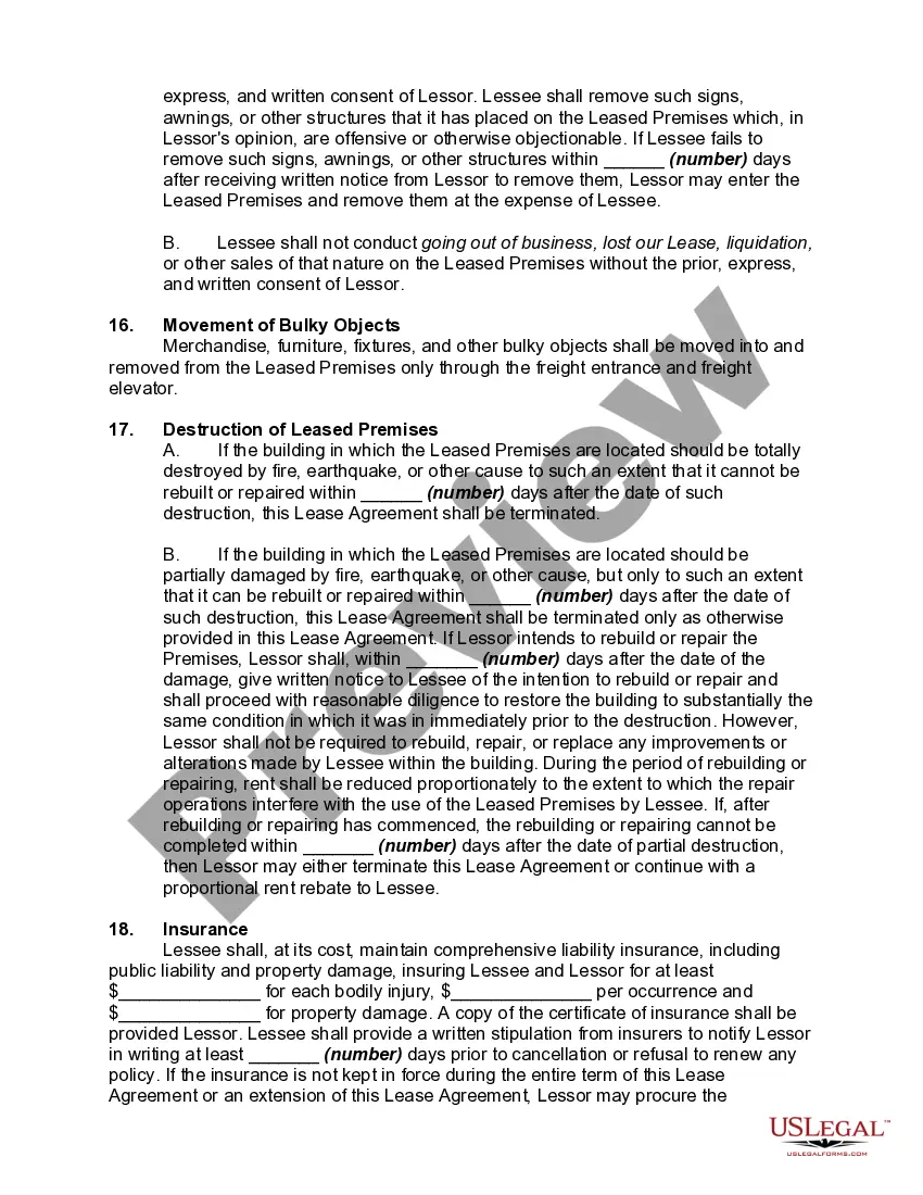 Preview Lease of Showroom