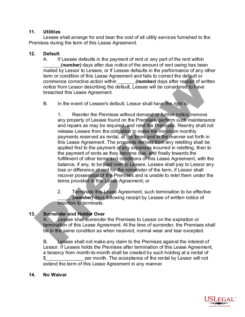 Lease of Industrial Plant and Equipment - Industrial Lease | US Legal Forms