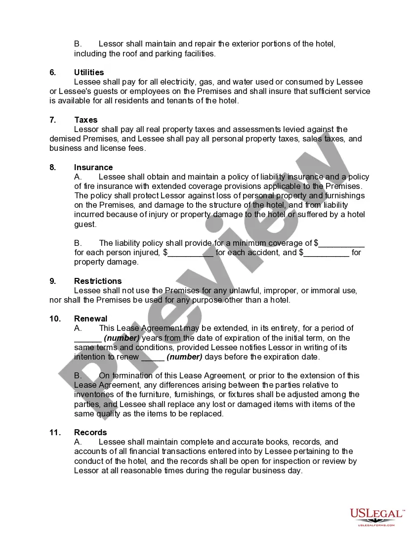 Preview Lease of Hotel