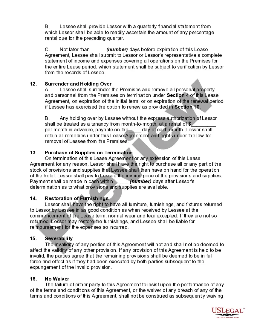 Preview Lease of Hotel