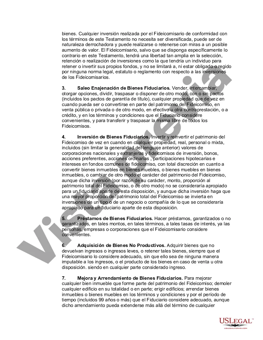 Preview Testamento de persona casada con hijos con un fideicomiso de refugio de crédito para cónyuge