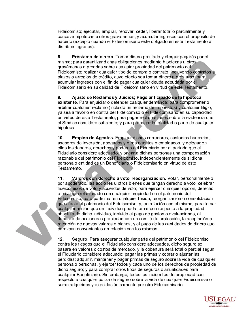 Preview Testamento de persona casada con hijos con un fideicomiso de refugio de crédito para cónyuge