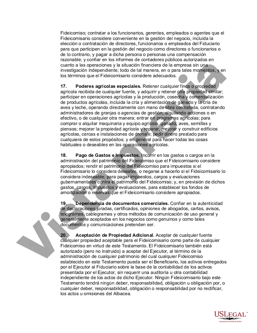 Preview Testamento de persona casada con hijos con un fideicomiso de refugio de crédito para cónyuge