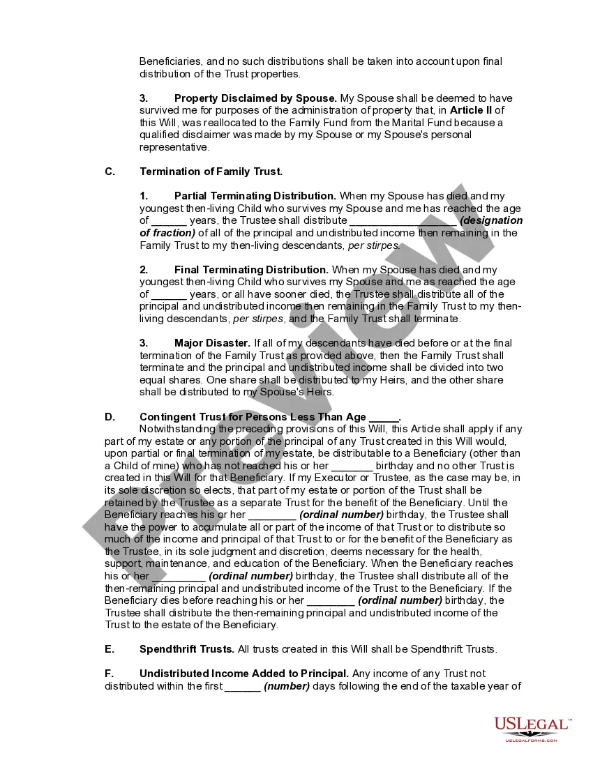 Get Married Person's Will with Children with a Credit Shelter Trust for Spouse Preview Married Person's Will with Children with a Credit Shelter Trust for Spouse