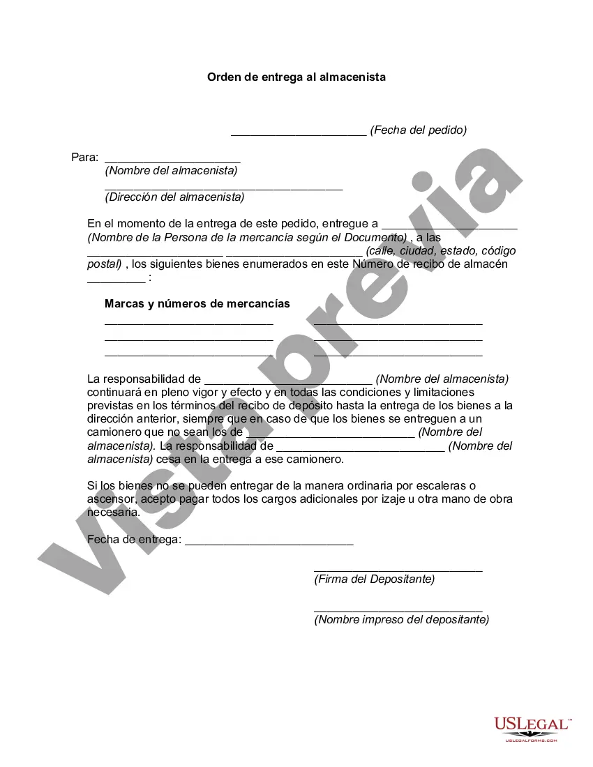 Preview Orden de entrega al almacenista