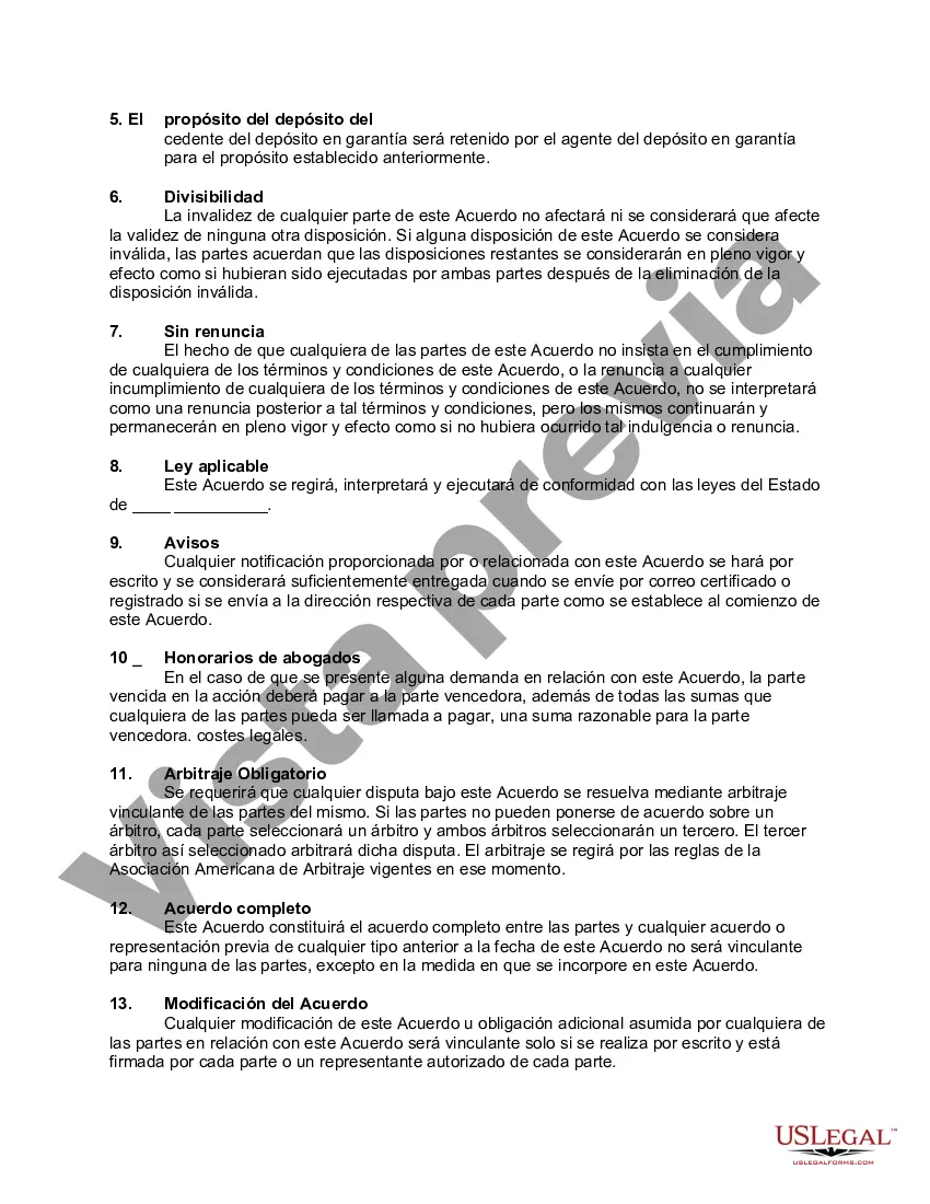 Preview Delegación de ejecución del contrato de depósito en garantía para la venta de bienes después de la delegación de ejecución del contrato de venta